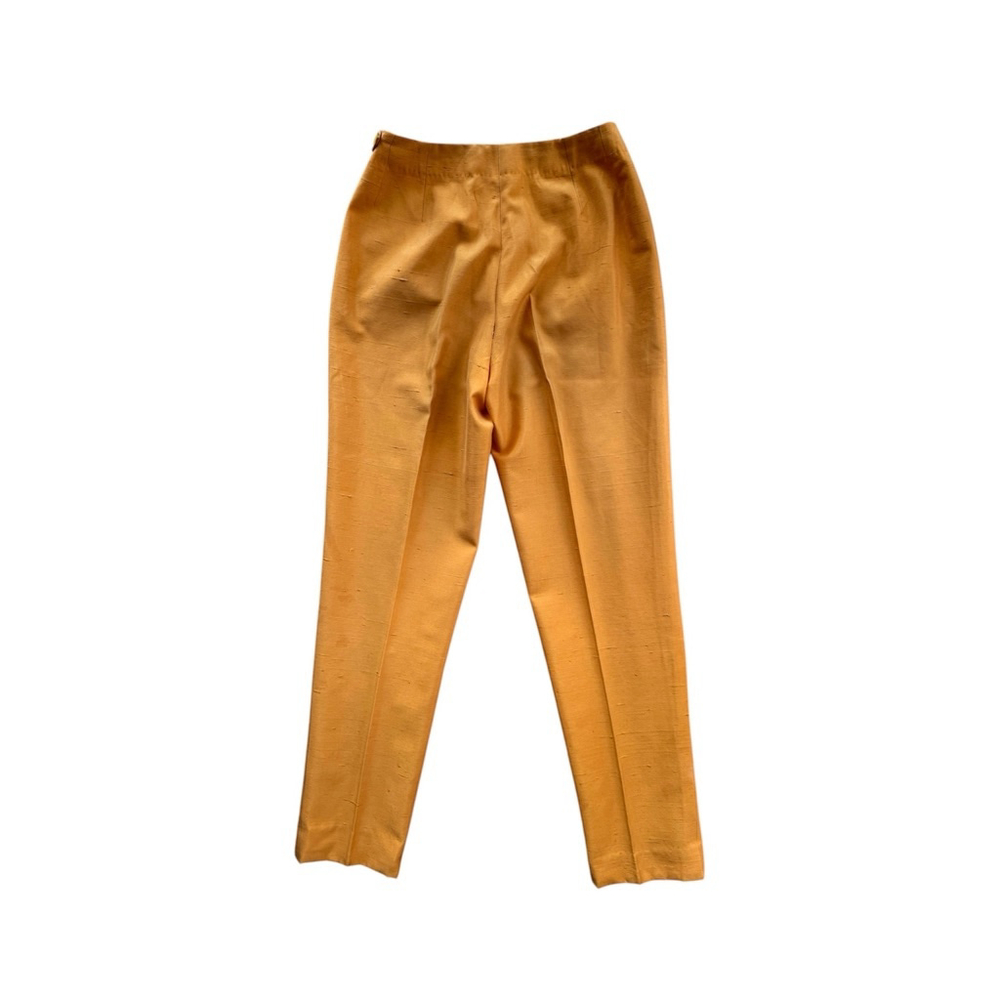 Vintage 60's Mustard Silk Cigarette Style Trousers Size S - Picture 3 of 7